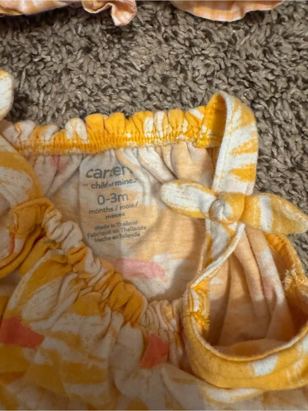 Carter's Yellow Daisy Print Romper & Coral Ruffle Dress Set